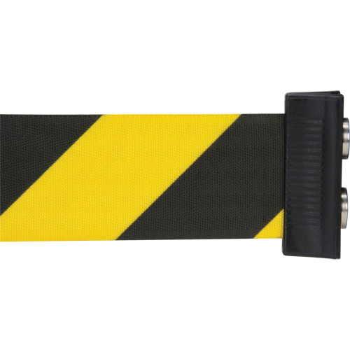 Cassette de ruban magn&eacute;tique pour barri&egrave;re de contr&ocirc;le des foules personnalis&eacute;e, 7', Ruban Noir et jaune We Share Industrial Supply