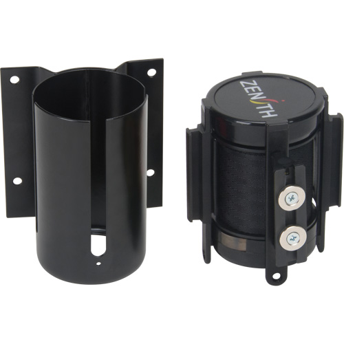Barri&egrave;re &agrave; fixation murale avec ruban magn&eacute;tique, Acier, Fixation par vis, 7', Ruban Noir We Share Industrial Supply