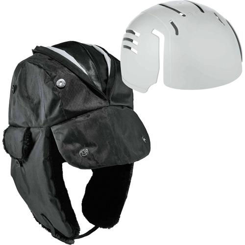 Chapeau de trappeur avec fermeture &agrave; glissi&egrave;re et casque antichoc &agrave; ins&eacute;rer N-Ferno, Doublure en Polyur&eacute;thane/Satin, Moyen/Petit, Noir We Share Industrial Supply