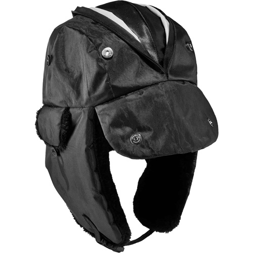 Chapeau de trappeur avec fermeture &agrave; glissi&egrave;re N-Ferno, Doublure en Polyur&eacute;thane/Satin, Moyen/Petit, Noir We Share Industrial Supply