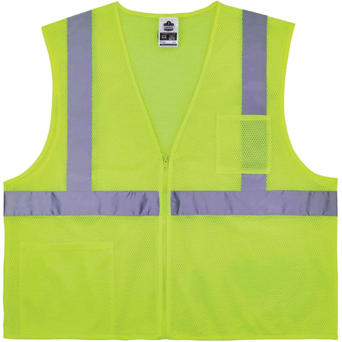 Gilet de s&eacute;curit&eacute; auto-extinguible GloWear 8256Z, Jaune lime haute visibilit&eacute;, Moyen/Petit, Polyester We Share Industrial Supply