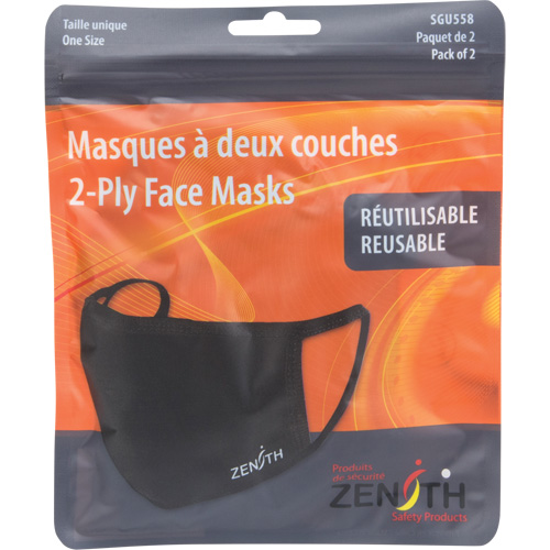 Masques r&eacute;utilisable &agrave; deux couches, Polyester, Noir We Share Industrial Supply