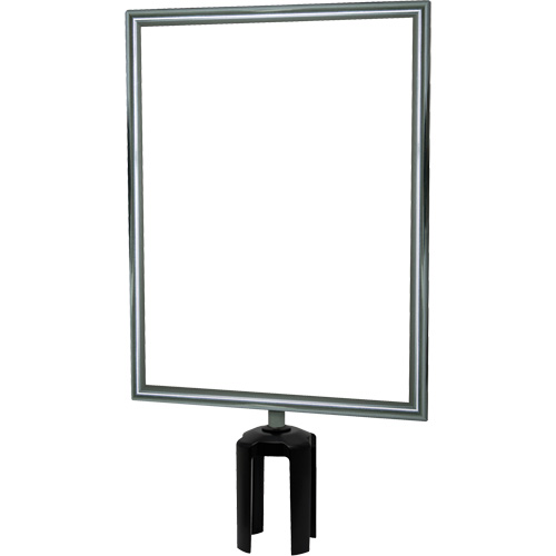 Heavy-Duty Vertical Sign Holder with Tensabarrier&reg; Post Adapter, Polished Chrome We Share Industrial Supply