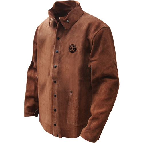 Veste de soudage en cuir fleur de vache refendu Gander Brand, Cuir, 4T-Grand, Brun We Share Industrial Supply