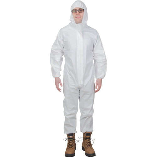 Premium Hooded Coveralls, 3X-Large, White, Microporous We Share Industrial Supply