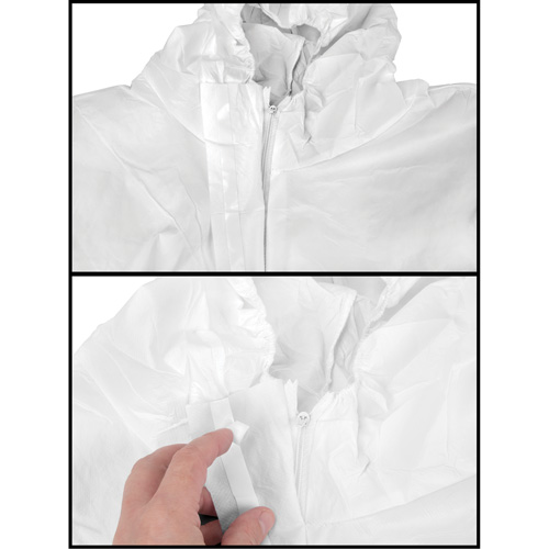 Premium Hooded Coveralls, 3X-Large, White, Microporous We Share Industrial Supply
