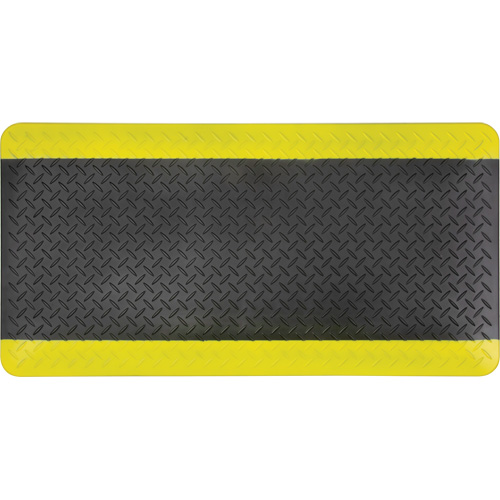 Anti-Fatigue Matting, Diamond, 1-2/3' x 3-1/4' x 3/4", Black/Yellow, Polyurethane We Share Industrial Supply
