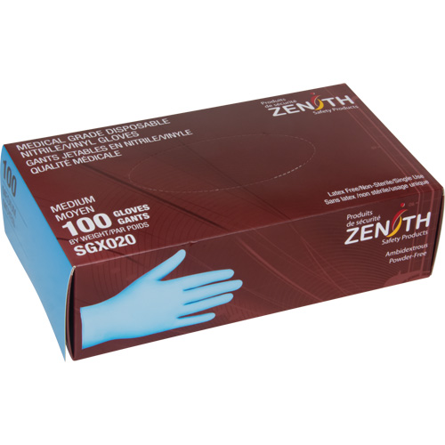 Tactile Medical-Grade Disposable Gloves, Medium, Nitrile/Vinyl, 4.5-mil, Powder-Free, Blue, Class 2 We Share Industrial Supply
