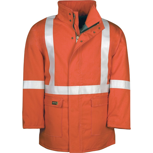 Parka dhiver &agrave; doublure matelass&eacute;e AllOut Westex UltraSoft avec bandes r&eacute;fl&eacute;chissantes, Moyen (grande taille), Orange haute visibilit&eacute;, 46 cal/cm² We Share Industrial Supply