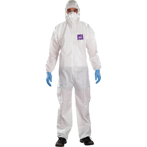 Combinaison 3 pi&egrave;ces avec capuchon AlphaTec Microchem r&eacute;sistant aux produits chimiques, 2T-Grand, Blanc We Share Industrial Supply