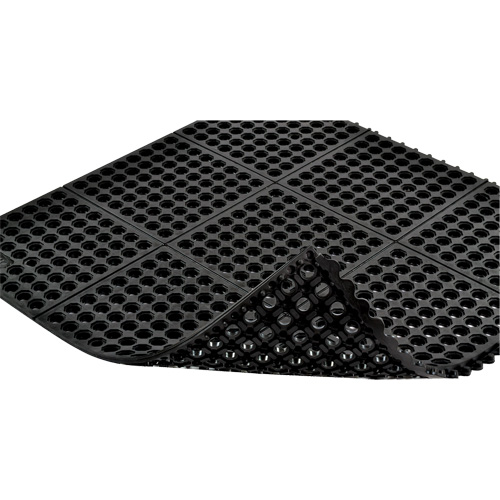 Tapis antifatigue &agrave; imbrication Cushion-Ease 550, &agrave; fentes, 3' x 3' x 3/4", Noir, Caoutchouc We Share Industrial Supply