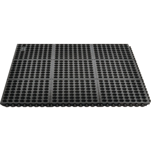 Tapis antifatigue &agrave; imbrication Cushion-Ease 550, &agrave; fentes, 3' x 3' x 3/4", Noir, Caoutchouc We Share Industrial Supply
