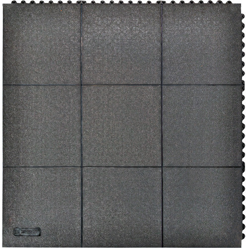 Tapis antifatigue &agrave; imbrication Cushion-Ease, Rugueux, 3' x 3' x 3/4", Noir, Caoutchouc naturel We Share Industrial Supply
