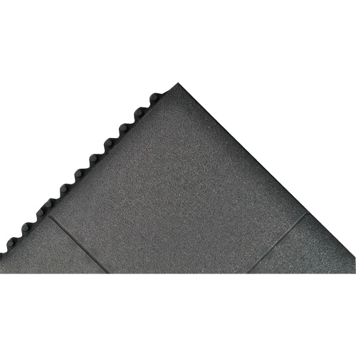 Tapis antifatigue &agrave; imbrication Cushion-Ease, Rugueux, 3' x 3' x 3/4", Noir, Caoutchouc naturel We Share Industrial Supply