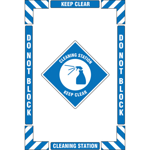 Trousse de marquage du sol ?Cleaning Station? (poste de nettoyage), Adh&eacute;sif, Anglais avec pictogramme We Share Industrial Supply