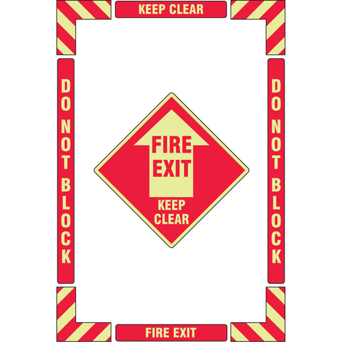 Trousse de marquage du sol ?Fire Exit? (sortie de secours), Adh&eacute;sif, Anglais avec pictogramme We Share Industrial Supply