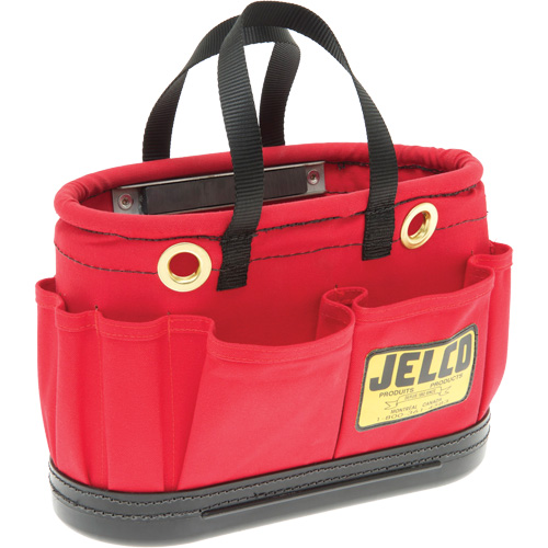 Aerial Tool Bucket with Magnet, 14" L x 7" W x 10" H, Canvas, Red We Share Industrial Supply