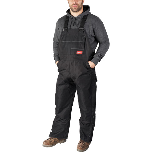 GridIron Short Length Zip-To-Thigh Bib Overall, Men's, 2X-Large, Black We Share Industrial Supply