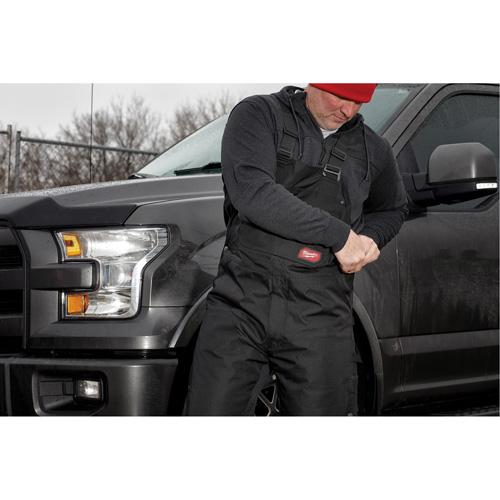 GridIron Short Length Zip-To-Thigh Bib Overall, Men's, 2X-Large, Black We Share Industrial Supply