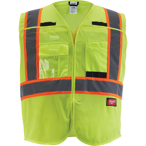 Veste de s&eacute;curit&eacute; pour signaleur, Jaune lime haute visibilit&eacute;, Moyen/Petit We Share Industrial Supply