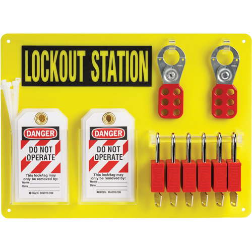 Lockout Board with Keyed Alike Nylon Safety Lockout Padlocks, Plastic Padlocks, 6 Padlock Capacity, Padlocks Included We Share Industrial Supply