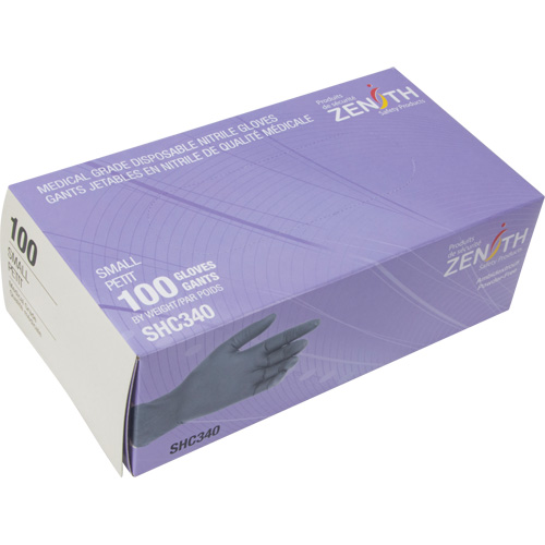 Medical Grade Disposable Gloves, Small, Nitrile, 6-mil, Powder-Free, Black, Class 2 We Share Industrial Supply