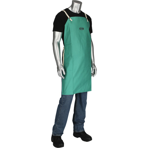 Dynamic Ironcat&reg; FR Cotton Sateen Apron, Bib, Green We Share Industrial Supply