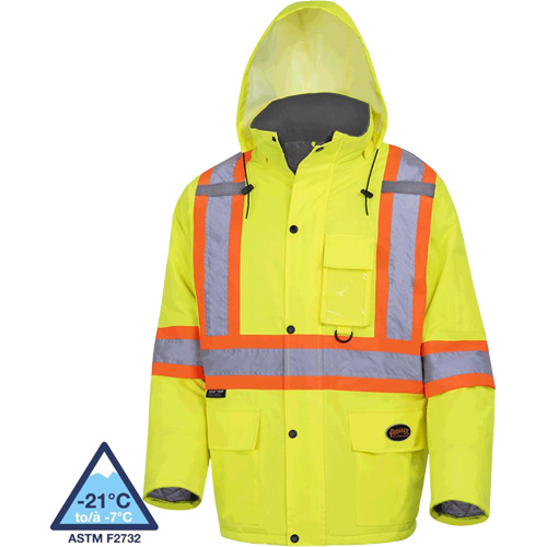 5031 Waterproof Quilted Safety Parka, High Visibility Lime-Yellow, Small We Share Industrial Supply
