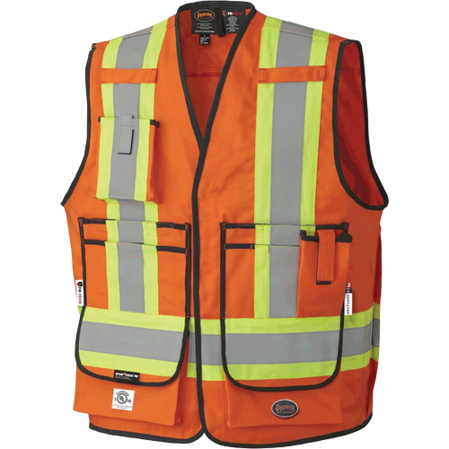 7732 FR-Tech&reg; Flame-Resistant Arc Surveyor's Vest, Small, High Visibility Orange, 9.7 cal/cm² We Share Industrial Supply