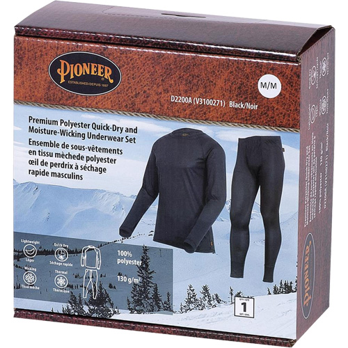 D2200A Ensemble de sous-v&ecirc;tements &agrave; s&eacute;chage rapide et &eacute;vacuation de l'humidit&eacute; de premi&egrave;re qualit&eacute;, Hommes, T-petit, Noir We Share Industrial Supply