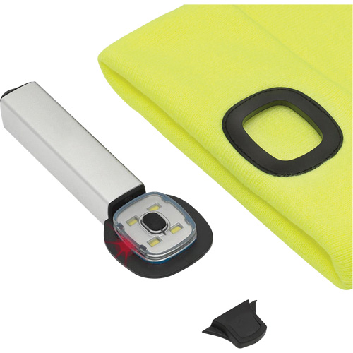 5676 Knit Toque with LED Headlight, Fleece Lining, One Size, High Visibility Yellow We Share Industrial Supply