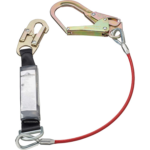 SA-5502-4 Shock Absorbing Lanyard, 4', Rebar Hook Center, Snap Hook Leg Ends, Polyester We Share Industrial Supply