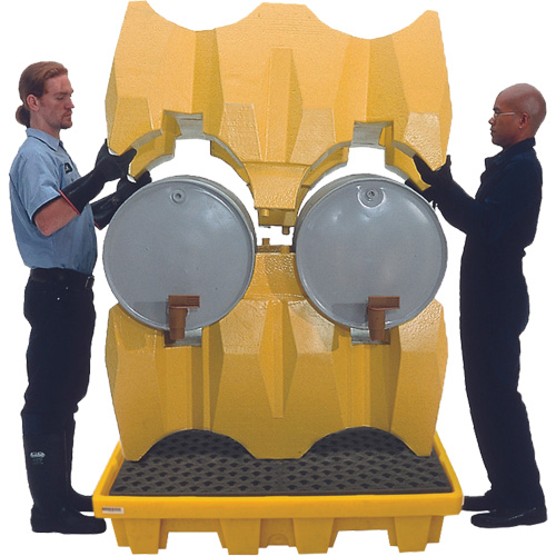 Ultra-Drum Rack 4-Drum Containment System with Drain, 53" L x 53" W x 77.8" H, 3000 US gal. Capacity We Share Industrial Supply
