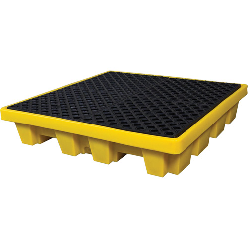 Ultra-Spill Pallet emboitable, 4 barils, Capacit&eacute; de d&eacute;versement 66 gal. US, 51" x 51" x 10" We Share Industrial Supply