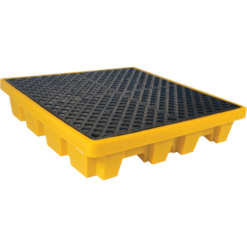 Ultra-Spill Pallet emboitable, 4 barils, Capacit&eacute; de d&eacute;versement 66 gal. US, 51" x 51" x 10" We Share Industrial Supply