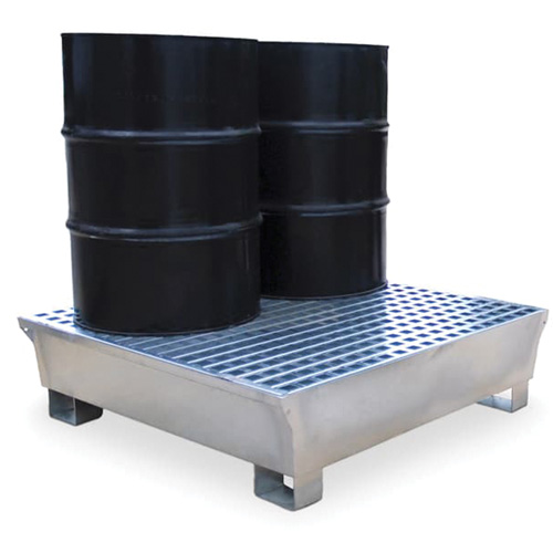 Ultra-Spill Pallet en acier, 4 barils, Capacit&eacute; de d&eacute;versement 68 gal. US, 49,1" x 47,1" x 10,9" We Share Industrial Supply
