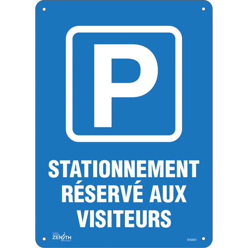 Enseigne  Stationnement r&eacute;serv&eacute; aux visiteurs , 10" x 14", Plastique, Français avec pictogramme We Share Industrial Supply