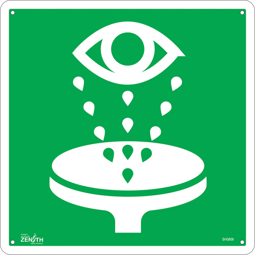 Enseigne de s&eacute;curit&eacute; conforme &agrave; la CSA - Eye Wash, 12" x 12", Aluminium, Pictogramme We Share Industrial Supply