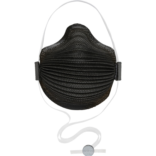 Masques jetables AirWave s&eacute;rie M noirs avec SmartStrap et embout nasal, N95, Certifi&eacute; NIOSH, Moyen/grand We Share Industrial Supply