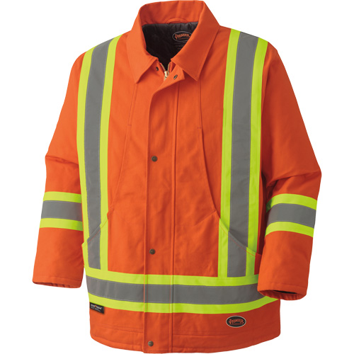 5537A Parka de s&eacute;curit&eacute; matelass&eacute; en canevas de coton, Orange haute visibilit&eacute;, Petit We Share Industrial Supply