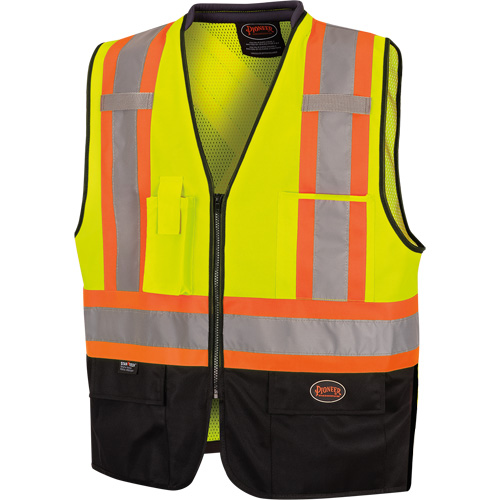 6895 Veste de s&eacute;curit&eacute; haute visibilit&eacute; bicolore avec fermeture &agrave; glissi&egrave;re sur tout le devant, Noir/Jaune lime haute visibilit&eacute;, 2T-Grand/3T-Grand, Polyester We Share Industrial Supply