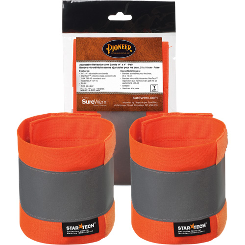 140A Brassard r&eacute;fl&eacute;chissant ajustable orange haute visibilit&eacute; de 14" X 4" We Share Industrial Supply
