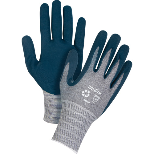 Gants &eacute;cologiques enduits et l&eacute;gers, 7, R&ecirc;vetement Mousse de nitrile, Calibre 15, Enveloppe en Polyester/rPET We Share Industrial Supply
