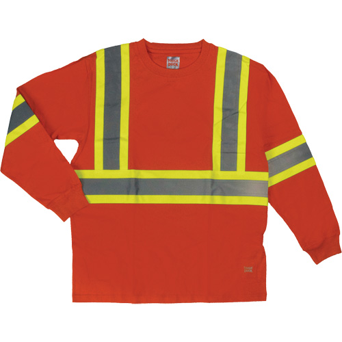Long Sleeve Safety T-Shirt, Cotton, X-Small, High Visibility Orange We Share Industrial Supply