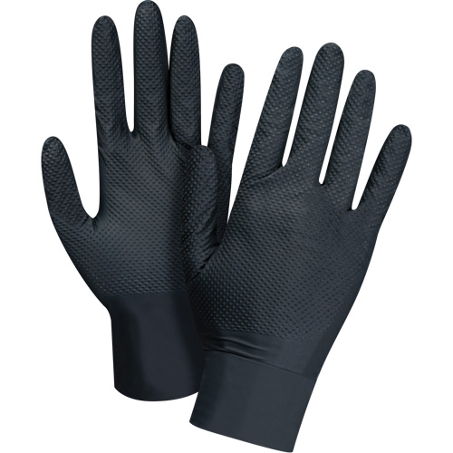 Gants d'examen de poids lourd &agrave; prise tactile, Grand, Nitrile, 8 mils, Sans poudre, Noir, Classe 2 We Share Industrial Supply