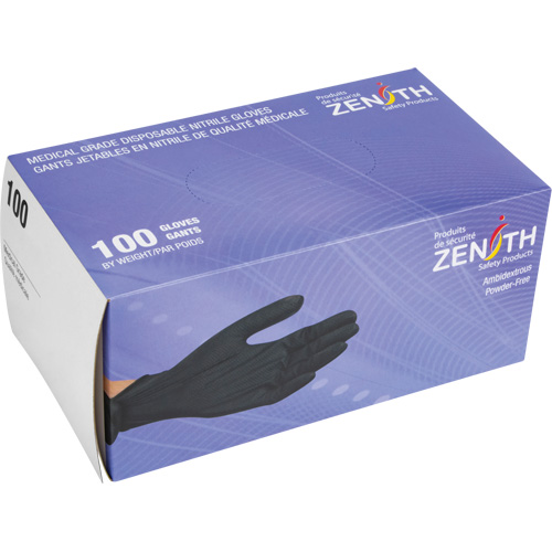 Gants d'examen de poids lourd &agrave; prise tactile, Grand, Nitrile, 8 mils, Sans poudre, Noir, Classe 2 We Share Industrial Supply