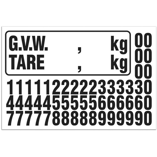 Trousse de num&eacute;rotation de la masse brute du v&eacute;hicule (MBV) pour camion, Num&eacute;ros/lettres/ponctuation assortis, Noir We Share Industrial Supply