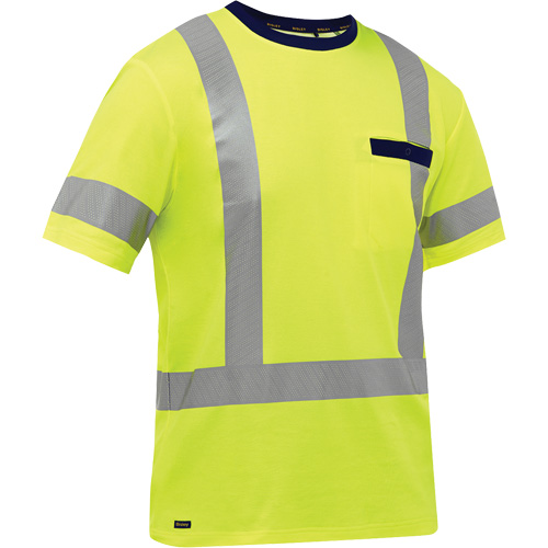 Bisley&reg; X-Back Short Sleeve Shirt, Poly-Cotton, Small, High Visibility Lime-Yellow We Share Industrial Supply