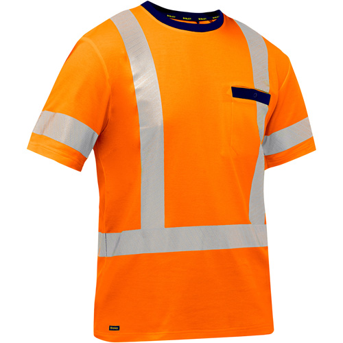 Bisley&reg; X-Back Short Sleeve Shirt, Poly-Cotton, Small, High Visibility Orange We Share Industrial Supply