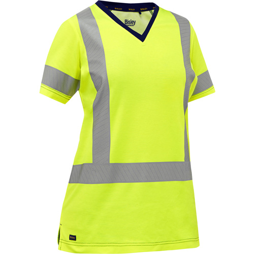 Bisley&reg; Women's X-Back Short Sleeve Shirt, Poly-Cotton, Small, High Visibility Lime-Yellow We Share Industrial Supply